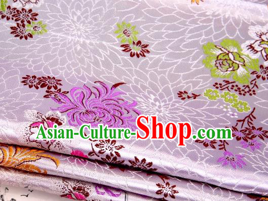 Asian Chinese Classical Peony Chrysanthemum Pattern Design Pink Satin Fabric Brocade Traditional Drapery Silk Material