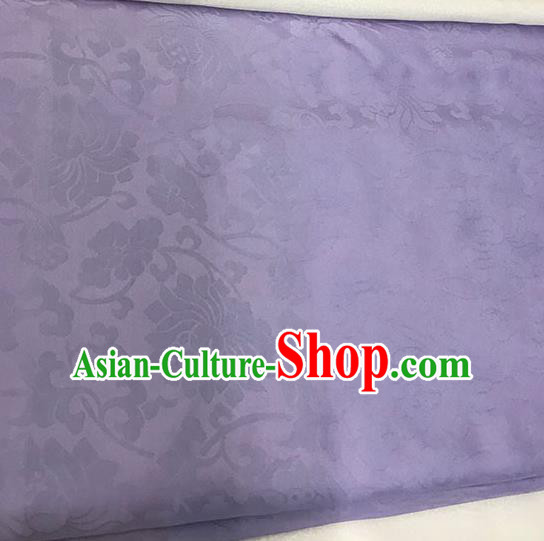Chinese Tang Suit Purple Brocade Classical Lotus Pattern Design Satin Fabric Asian Traditional Drapery Silk Material