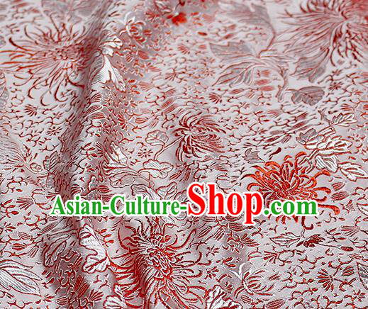 Chinese Classical Chrysanthemum Pattern Design Pink Satin Fabric Brocade Asian Traditional Drapery Silk Material