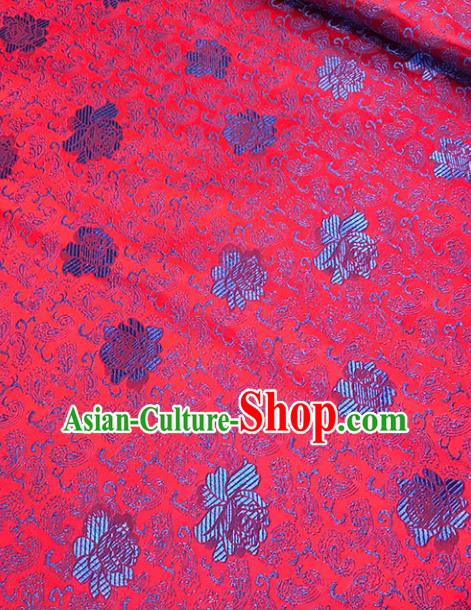 Chinese Hanfu Dress Red Brocade Classical Peony Pattern Design Satin Fabric Asian Traditional Drapery Silk Material