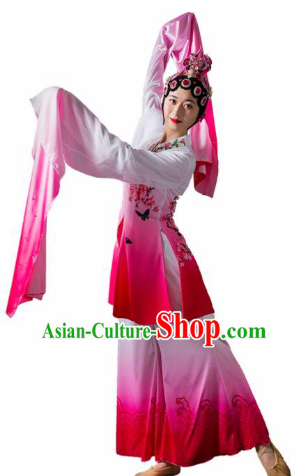 Chinese Traditional Dance Rosy Dress Classical Dance Water Sleeve Beijing Opera Costume for Women