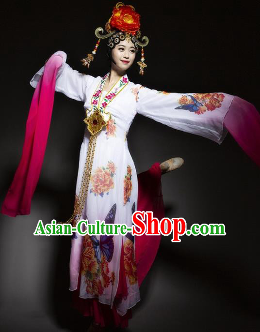 Chinese Traditional Dance White Dress Classical Dance Water Sleeve Beijing Opera Costume for Women