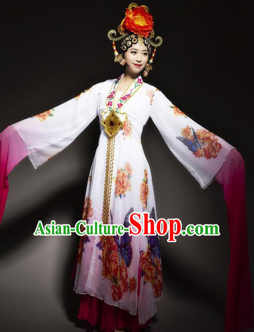 Chinese Traditional Dance White Dress Classical Dance Water Sleeve Beijing Opera Costume for Women