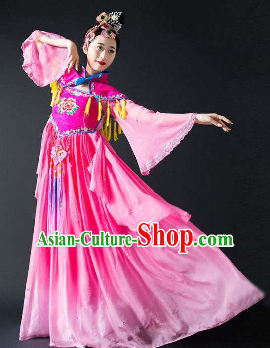 Chinese Traditional Dance Rosy Dress Classical Dance Stage Performance Costume for Women