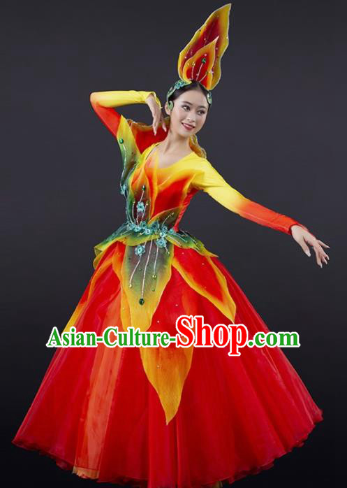 Chinese Spring Festival Gala Modern Dance Red Dress Opening Dance Stage Performance Costume for Women