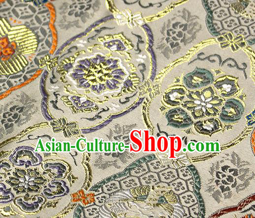 Asian Japanese Kimono Satin Fabric Classical Pattern Design Golden Brocade Damask Traditional Drapery Silk Material