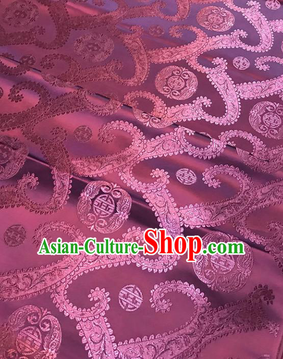 Chinese Tang Suit Purple Brocade Classical Twine Pattern Design Satin Fabric Asian Traditional Drapery Silk Material