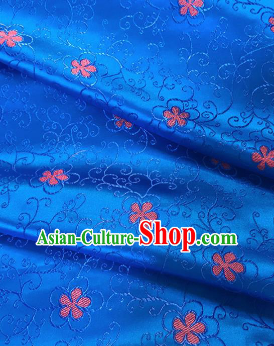 Chinese Classical Pattern Design Royalblue Satin Fabric Brocade Asian Traditional Drapery Silk Material