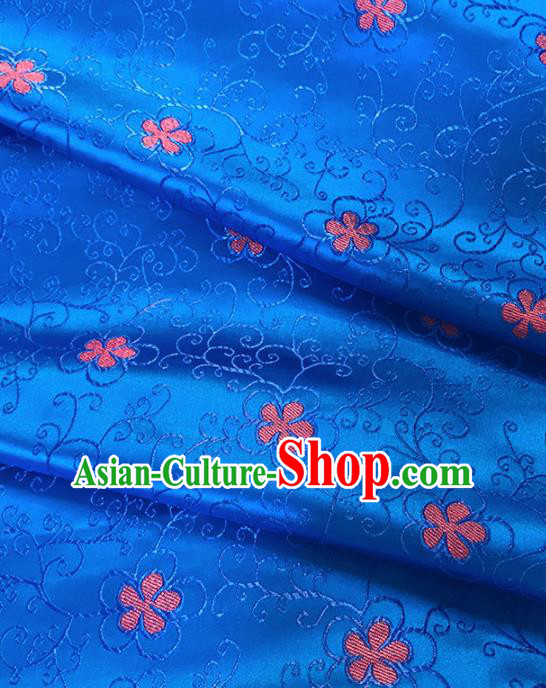 Chinese Classical Pattern Design Royalblue Satin Fabric Brocade Asian Traditional Drapery Silk Material