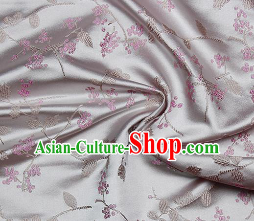Chinese Classical Floral Pattern Design Grey Satin Fabric Brocade Asian Traditional Drapery Silk Material