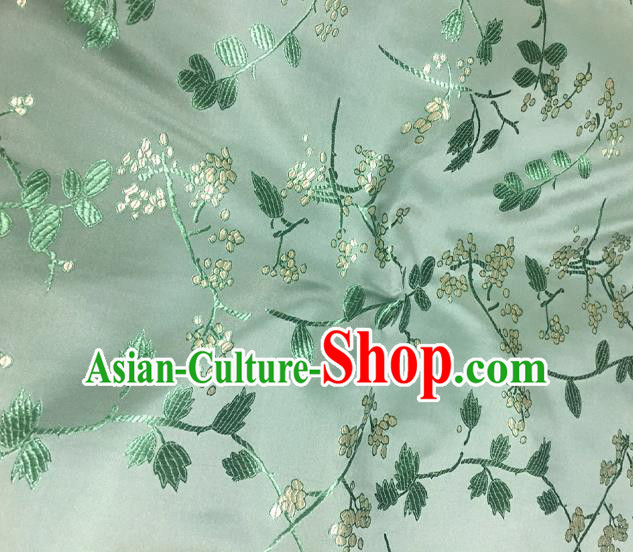 Chinese Classical Floral Pattern Design Green Satin Fabric Brocade Asian Traditional Drapery Silk Material