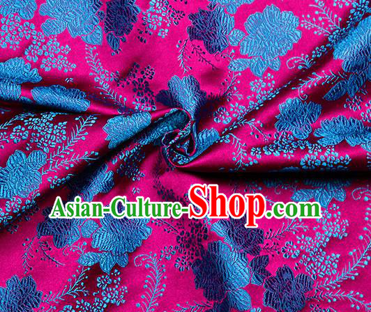 Chinese Classical Peony Pattern Design Rosy Satin Fabric Brocade Asian Traditional Drapery Silk Material