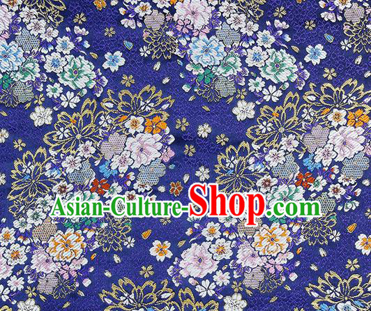 Chinese Classical Royal Pattern Design Royalblue Satin Fabric Brocade Asian Traditional Drapery Silk Material