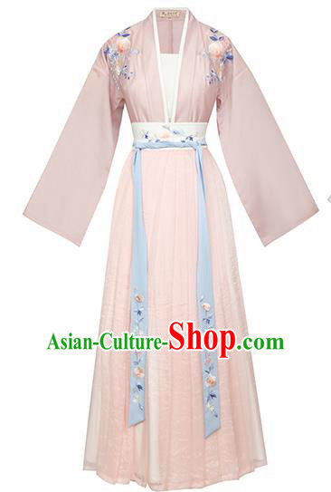 Asian Chinese Ancient Princess Embroidered Hanfu Dress Traditional Song Dynasty Court Historical Costume for Women