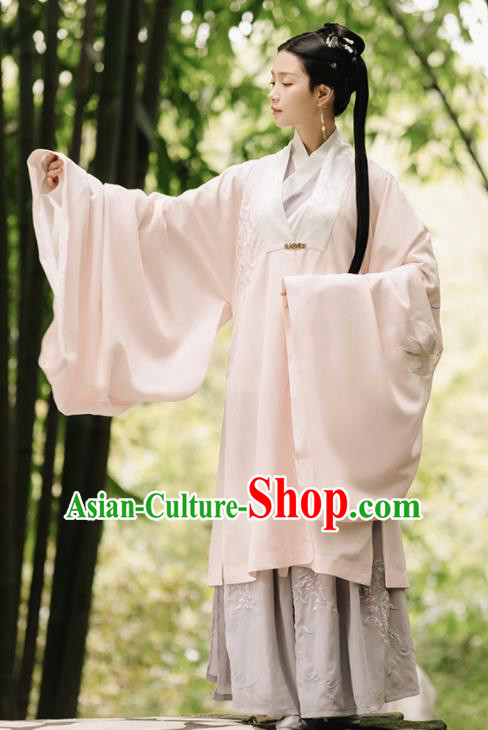 Asian Chinese Ancient Rich Lady Embroidered Hanfu Dress Traditional Song Dynasty Nobility Dowager Historical Costume for Women