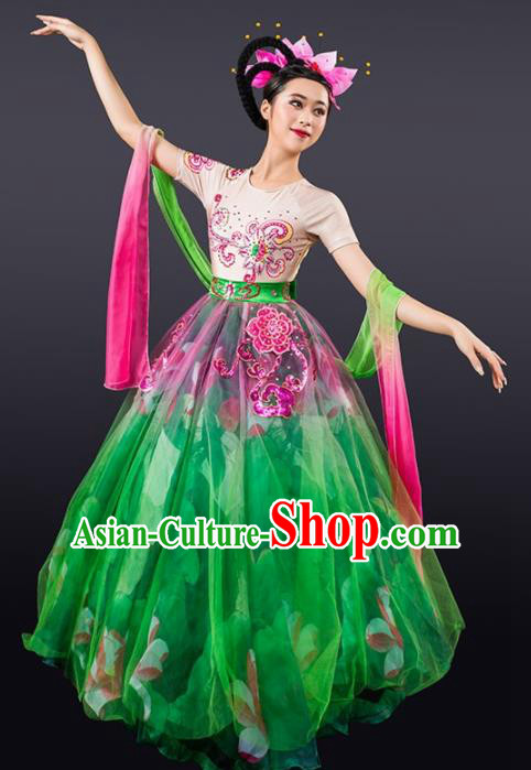 Chinese Spring Festival Gala Modern Dance Green Dress Opening Dance Stage Performance Costume for Women