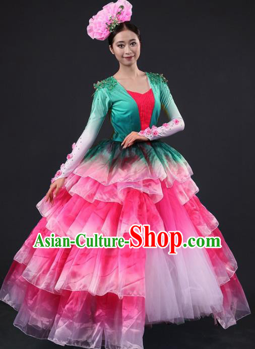 Chinese Spring Festival Gala Modern Dance Pink Dress Opening Dance Stage Performance Costume for Women