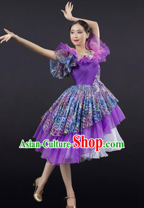Chinese Spring Festival Gala Modern Dance Purple Dress Opening Dance Stage Performance Costume for Women