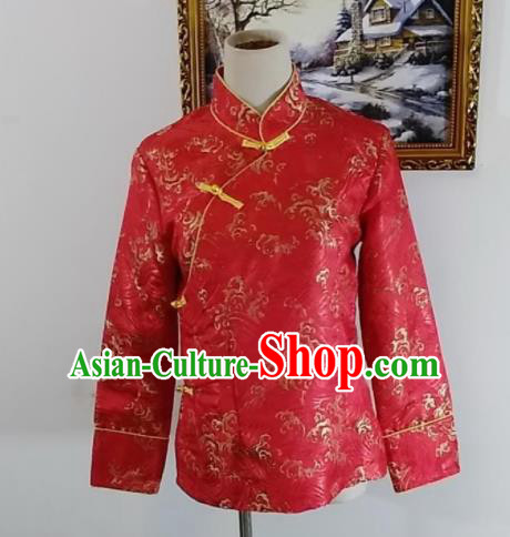 Chinese Traditional Zang Nationality Red Blouse Tibetan Shirt Ethnic Dance Costume for Women