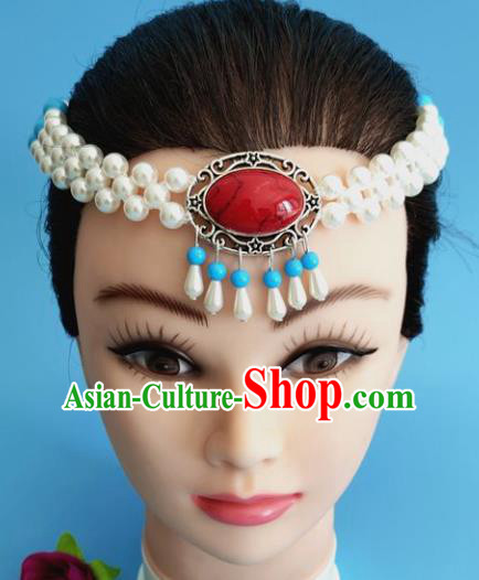 Chinese Traditional Mongol Nationality Hair Clasp Mongolian Ethnic Dance Headband Accessories for Women