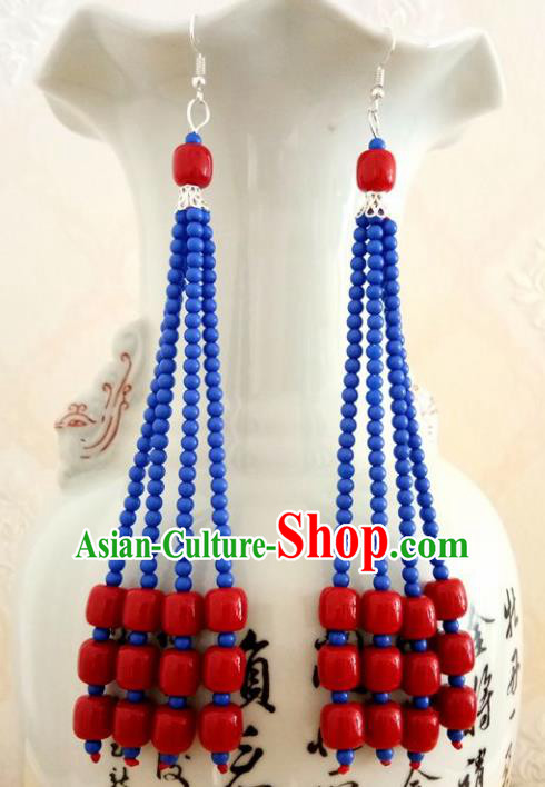 Chinese Traditional Mongol Nationality Earrings Mongolian Ethnic Ear Accessories for Women