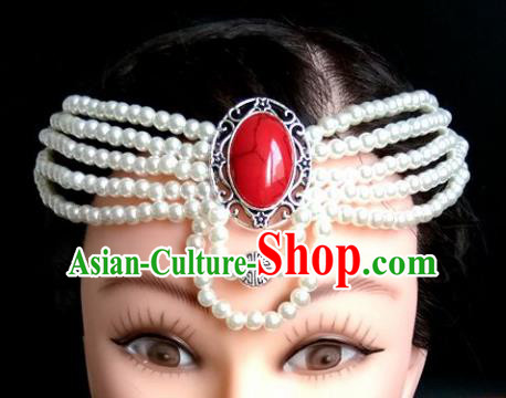 Chinese Traditional Mongol Nationality Hair Clasp Mongolian Ethnic Dance Headband Accessories for Women