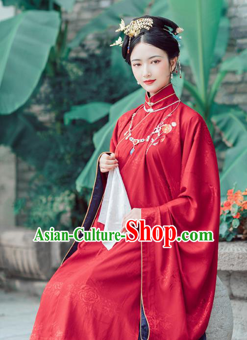 Asian Chinese Ancient Court Queen Embroidered Hanfu Dress Traditional Ming Dynasty Imperial Empress Wedding Historical Costume for Women