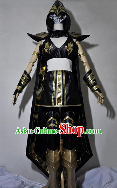 Chinese Traditional Cosplay Knight Black Costume Ancient Swordsman Dress for Women