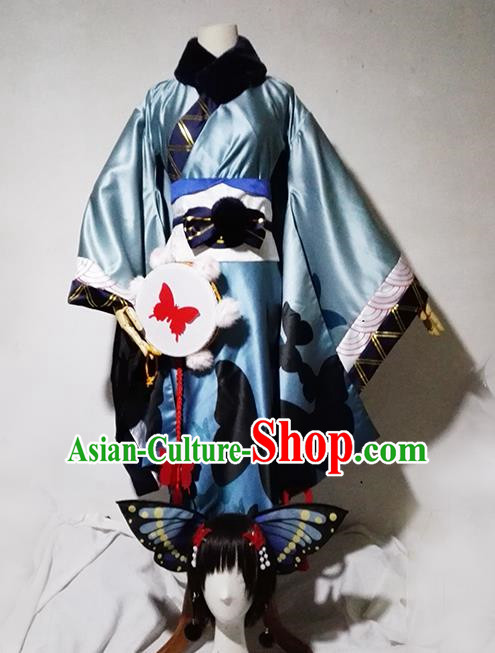 Chinese Traditional Cosplay Female Knight Blue Costume Ancient Swordsman Taoist Nun Dress for Women