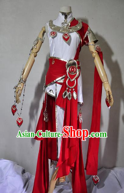 Chinese Traditional Cosplay Young Lady Costume Ancient Female Swordsman Red Dress for Women