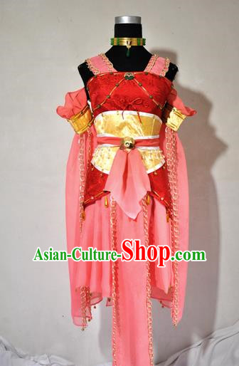 Top Grade Cosplay Fairy Witch Pink Costume Ancient Female Swordsman Dress for Women