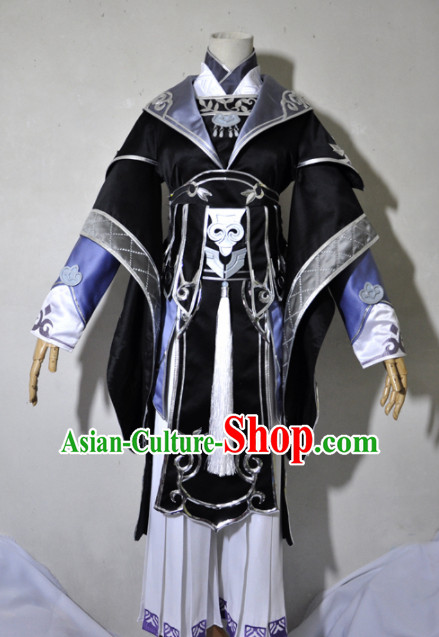 Chinese Traditional Cosplay Crown Prince Black Costume Ancient Swordsman Hanfu Clothing for Men