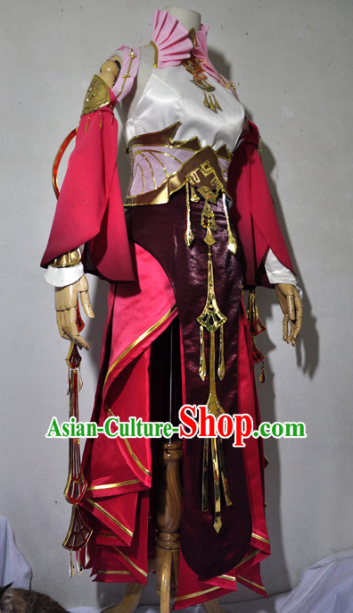 Chinese Traditional Cosplay Princess Knight Rosy Costume Ancient Fairy Swordsman Dress for Women