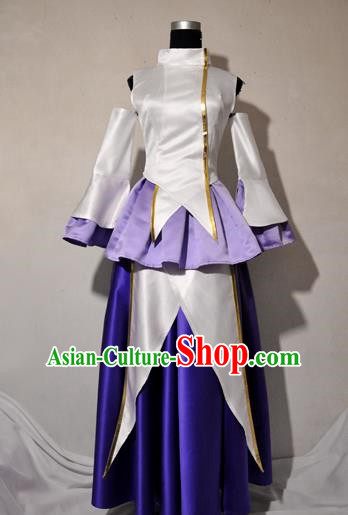 Top Grade Cosplay Young Lady Costume Ancient Female Swordsman White Dress for Women