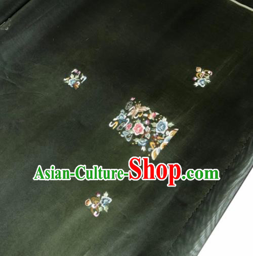 Traditional Chinese Embroidered Peony Black Silk Fabric Classical Pattern Design Brocade Fabric Asian Satin Material