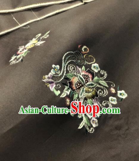 Traditional Chinese Embroidered Black Silk Fabric Classical Pattern Design Brocade Fabric Asian Satin Material