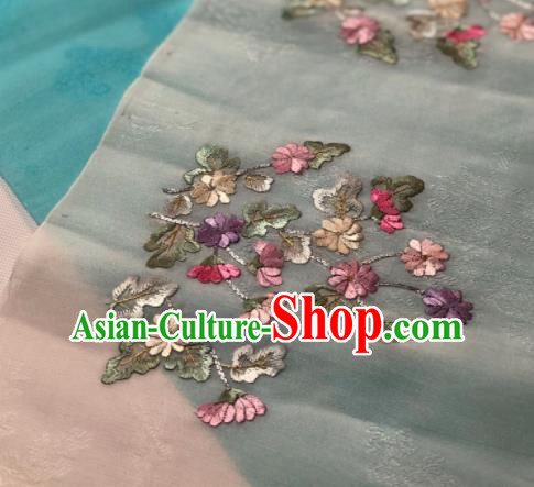 Traditional Chinese Embroidered Daisy Grey Silk Fabric Classical Pattern Design Brocade Fabric Asian Satin Material