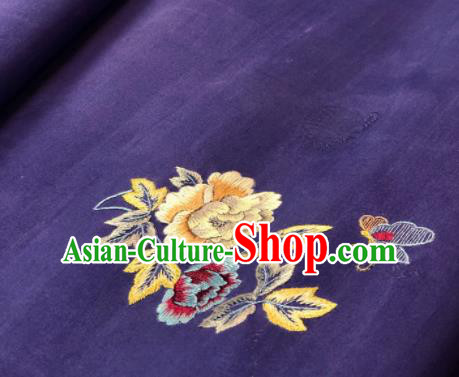 Traditional Chinese Embroidered Peony Purple Silk Fabric Classical Pattern Design Brocade Fabric Asian Satin Material