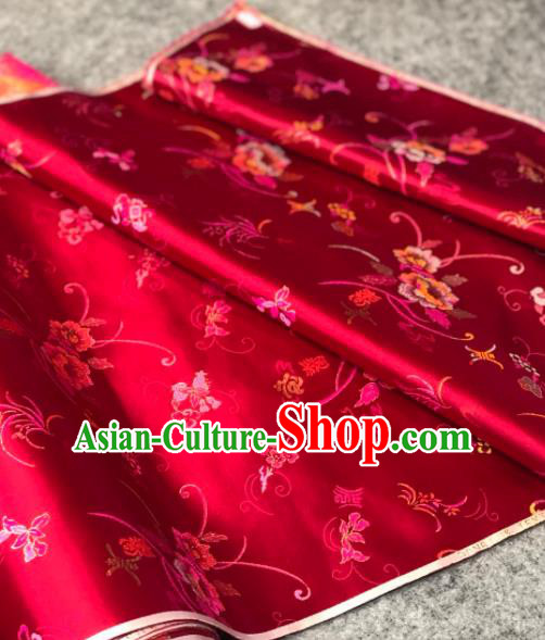 Traditional Chinese Rosy Silk Fabric Classical Pattern Design Brocade Fabric Asian Satin Material