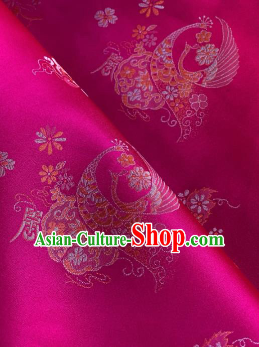 Traditional Chinese Rosy Satin Classical Pattern Design Brocade Fabric Asian Silk Fabric Material