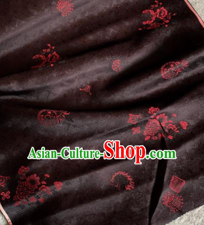 Traditional Chinese Black Satin Classical Pattern Design Brocade Fabric Asian Silk Fabric Material