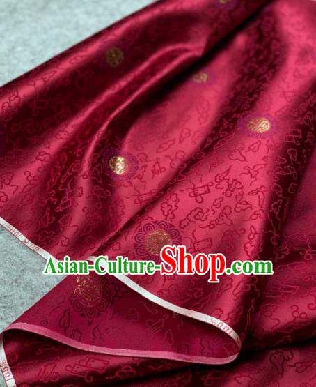 Traditional Chinese Wine Red Satin Classical Cloud Pattern Design Brocade Fabric Asian Silk Fabric Material