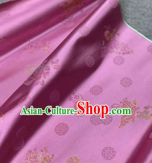 Traditional Chinese Rosy Satin Classical Embroidered Pattern Design Brocade Fabric Asian Silk Fabric Material