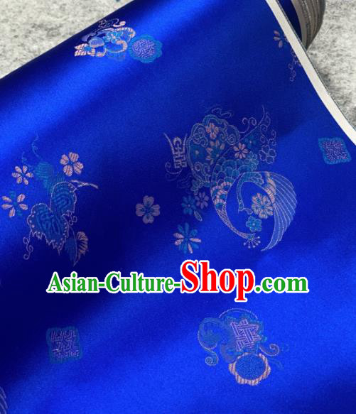 Traditional Chinese Royalblue Satin Classical Pattern Design Brocade Fabric Asian Silk Fabric Material