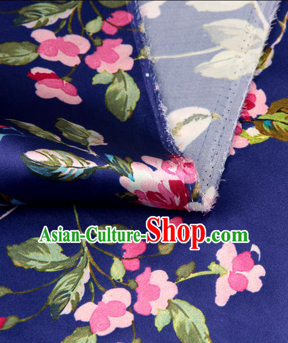 Chinese Traditional Classical Begonia Pattern Royalblue Brocade Damask Asian Satin Drapery Silk Fabric