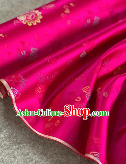 Traditional Chinese Satin Classical Pattern Design Rosy Brocade Fabric Asian Silk Fabric Material