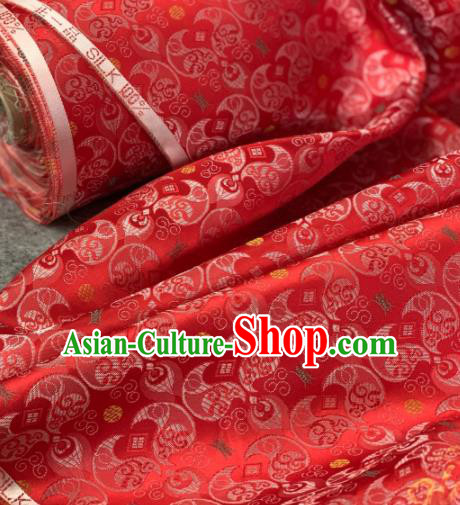 Traditional Chinese Satin Classical Pattern Design Red Brocade Fabric Asian Silk Fabric Material