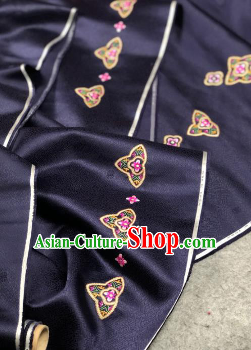 Traditional Chinese Satin Classical Embroidered Pattern Design Purple Brocade Fabric Asian Silk Fabric Material