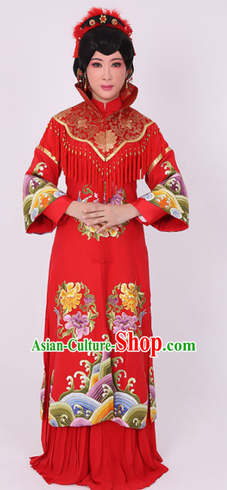 Chinese Traditional Peking Opera Wedding Costume Ancient Bride Red Dress for Women