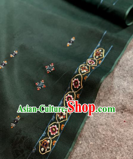 Traditional Chinese Satin Classical Embroidered Pattern Design Atrovirens Brocade Fabric Asian Silk Fabric Material